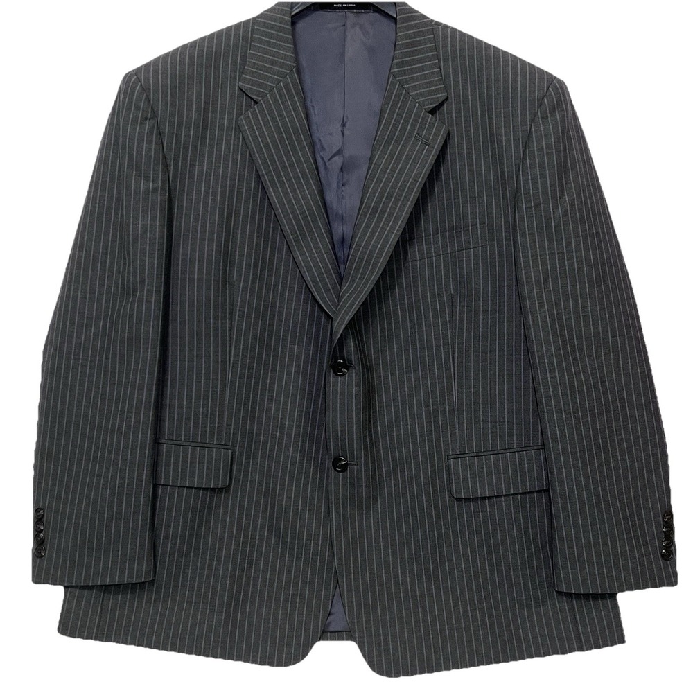 Lauren Ralph Lauren Blazer Mens 46S‎ Gray Pin Stripe Suit Jacket Wool Sport Coat